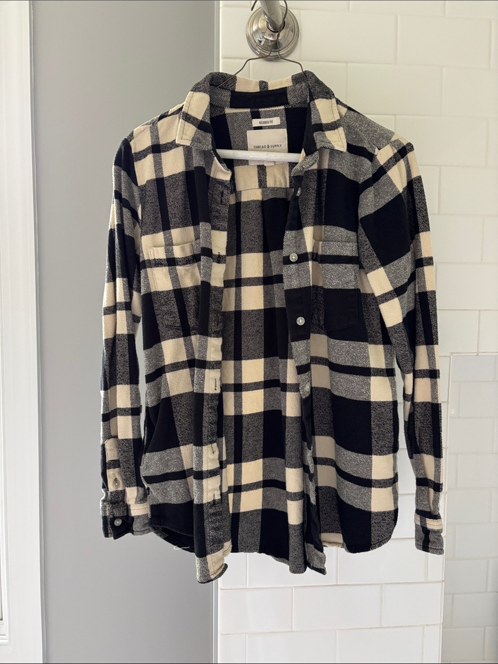 Thread & Supply Black and Cream Flannel Shirt